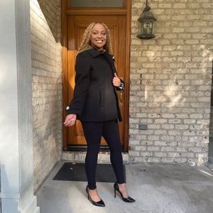 Haute Edition Black Coat, Brand New, with Free Surprise Scarf in Sz L